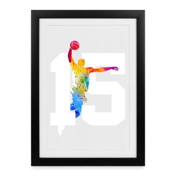 NUMÉRO 15 BASKETBALL 15E ANNIVERSAIRE - Affiche encadrée (27 × 37 cm) - noir - Devant