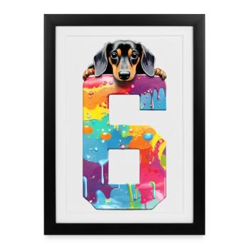 DOG 6 YEARS DACHSHUND 6TH BIRTHDAY - Framed poster (27 × 37 cm) - black - Front