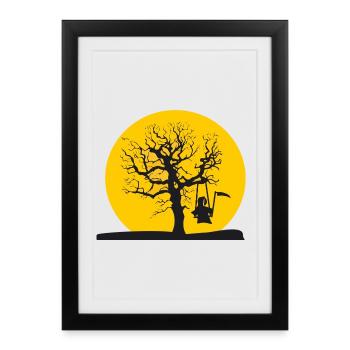 La mort bascule à votre endroit préféré Cadeau - Affiche encadrée (27 × 37 cm) - noir - Devant