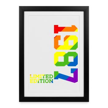 FIERTÉ QUEER IREN-CIEL 39E ANNIVERSAIRE DE L’ENVERGURE LGBTQ 1987 - Affiche encadrée (27 × 37 cm) - noir - Devant