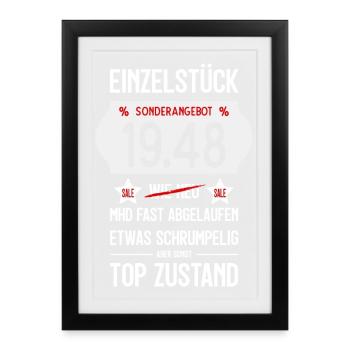 78. GEBURTSTAG 1948 EINZELSTÜCK PREISSCHILD - Gerahmtes Poster (27 × 37 cm) - Schwarz - Vorne