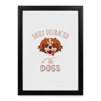 Facilement distrait par les chiens - Affiche encadrée (27 × 37 cm) - noir - Devant