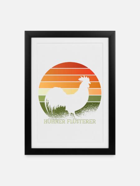 Coq des chuchoteurs de poulet - Affiche encadrée (27 × 37 cm) - noir