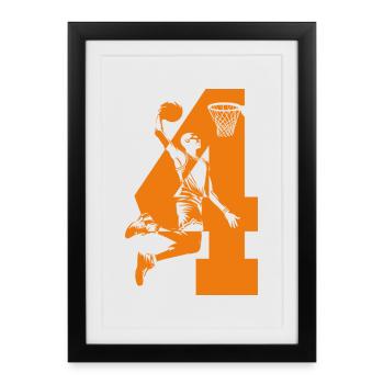 NUMBER 4 BASKETBALL 4TH BIRTHDAY - Framed poster (27 × 37 cm) - black - Front