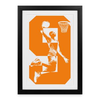 NUMBER 9 BASKETBALL 9TH BIRTHDAY - Framed poster (27 × 37 cm) - black - Front