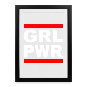 Girl Power "GRL PWR" - Show your strength! - Framed poster (27 × 37 cm) - black - Front