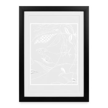 Dark Botanical Lines - Framed poster (27 × 37 cm) - black - Front