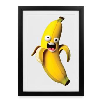 Expressive banana figure with a face - Framed poster (27 × 37 cm) - black - Front
