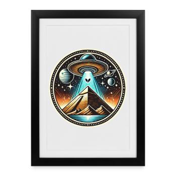 Ufo Alien Pyramids Logo - Framed poster (27 × 37 cm) - black - Front