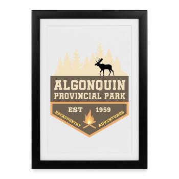 Canada Algonquin Park Moose Backcountry Camping - Affiche encadrée (27 × 37 cm) - noir - Devant