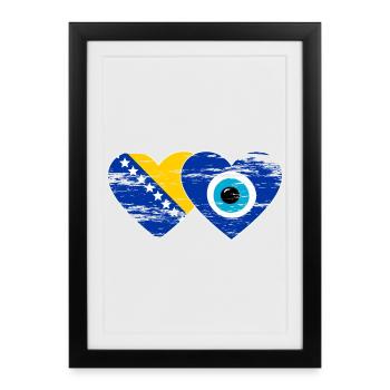 Drapeau de Bosnie Nazarpearl utilisé - Affiche encadrée (27 × 37 cm) - noir - Devant
