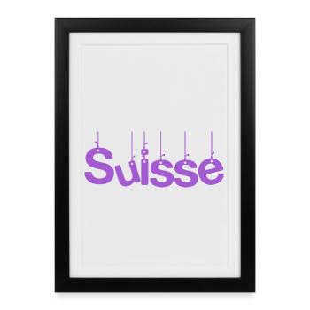 SUISSE. PAYS. GENEVE. SUISSE. HUMOUR - Affiche encadrée (27 × 37 cm) - noir - Devant