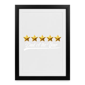Vater des Jahres Sternen-Glanz - Gerahmtes Poster (27 × 37 cm) - Schwarz - Vorne