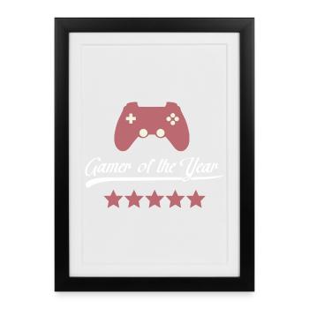 Gamer des Jahres Controller - Gerahmtes Poster (27 × 37 cm) - Schwarz - Vorne