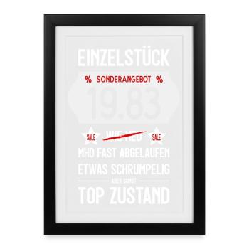 43. GEBURTSTAG 1983 EINZELSTÜCK PREISSCHILD - Gerahmtes Poster (27 × 37 cm) - Schwarz - Vorne