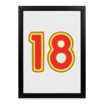 18. 18 YEARS OLD. 18th ANNIVERSARY. BIRTHDAY 18 YEARS. - Framed poster (27 × 37 cm) - black - Front