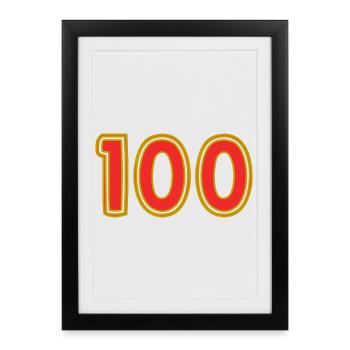 100. 100 ANS. 100e ANNIVERSAIRE. ANNIVERSAIRE 100 - Affiche encadrée (27 × 37 cm) - noir - Devant