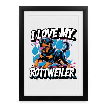 J’adore mon Rottweiler - Affiche encadrée (27 × 37 cm) - noir - Devant