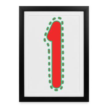 1. 1 Jahr. 1. JAHRESTAG. 1-JÄHRIGES JUBILÄUM - Gerahmtes Poster (27 × 37 cm) - Schwarz - Vorne