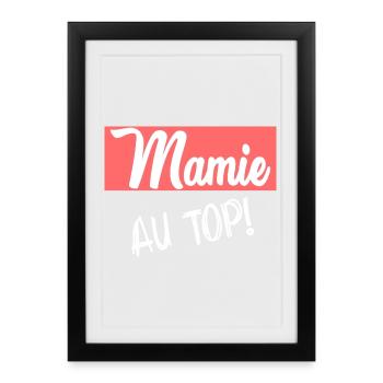 MAMIE. FÊTE DES MÈRES. BONNE FÊTE MAMIE. JE T'AIME - Affiche encadrée (27 × 37 cm) - noir - Devant