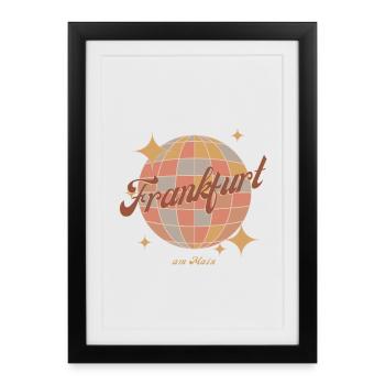 Frankfurt am Main Retro Vintage Design Disco Ball - Framed poster (27 × 37 cm) - black - Front