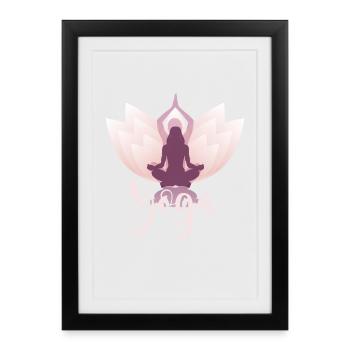 Yoga Joga Yogi Lotusblume Lotus Relax Esoterik - Gerahmtes Poster (27 × 37 cm) - Schwarz - Vorne