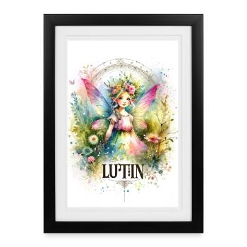 Prinzessin - Pixies - Blumen, Aquarell, Fee - Gerahmtes Poster (27 × 37 cm) - Schwarz - Vorne