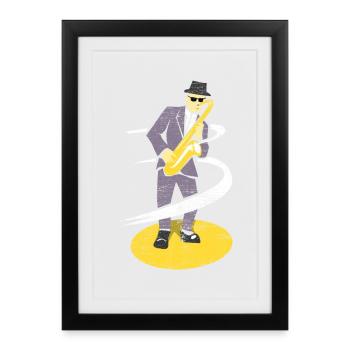 Virtuoses Saxophon Konzertsaal - Gerahmtes Poster (27 × 37 cm) - Schwarz - Vorne