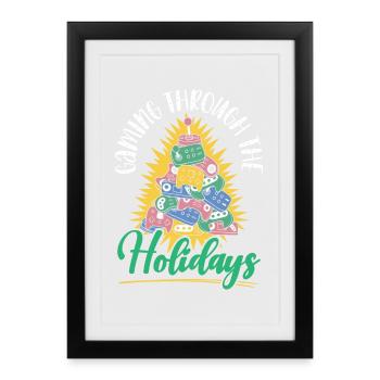Gaming durch die Feiertage Gaming Weihnachten - Gerahmtes Poster (27 × 37 cm) - Schwarz - Vorne