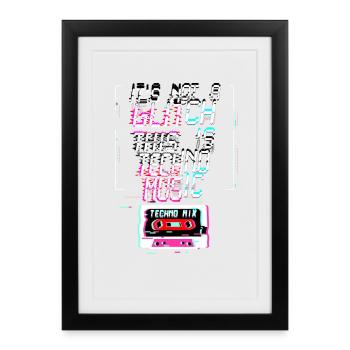 Backprint: Hardcore-Rave Musik 90er EDM DJ Rave - Gerahmtes Poster (27 × 37 cm) - Schwarz - Vorne