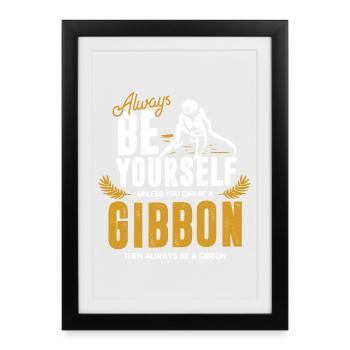Wendiger Gibbon Kletterkünstler - Gerahmtes Poster (27 × 37 cm) - Schwarz - Vorne