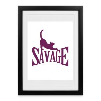 Wilde Katze auf fetter Schrift - Gerahmtes Poster (27 × 37 cm) - Schwarz - Vorne