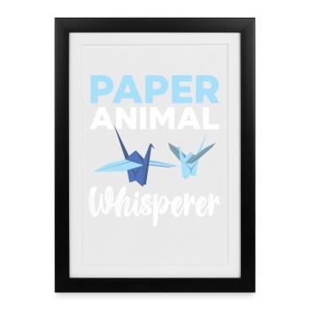 Papiertierflüsterer Papierkunst Japanische Kunst - Gerahmtes Poster (27 × 37 cm) - Schwarz - Vorne