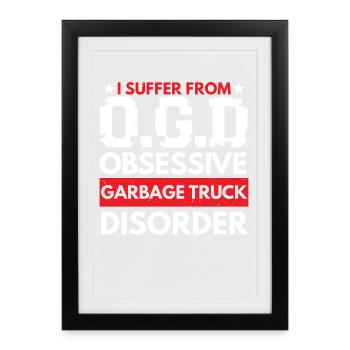 Garbage Truck Trash Collector Recycling Abfälle - Gerahmtes Poster (27 × 37 cm) - Schwarz - Vorne