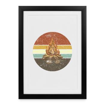 Lagerfeuer Retro - Gerahmtes Poster (27 × 37 cm) - Schwarz - Vorne