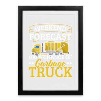 Müllwagen Müllsammler Recycling Abfall - Gerahmtes Poster (27 × 37 cm) - Schwarz - Vorne