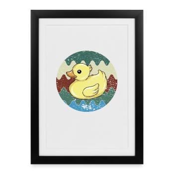 Badeente Retro - Gerahmtes Poster (27 × 37 cm) - Schwarz - Vorne