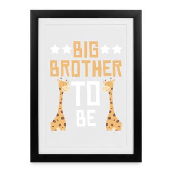 Großer Bruder Werde Ich Giraffe - Gerahmtes Poster (27 × 37 cm) - Schwarz - Vorne