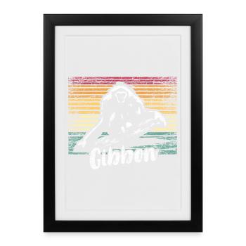 Geschmeidiger Gibbon Baumkronen - Gerahmtes Poster (27 × 37 cm) - Schwarz - Vorne