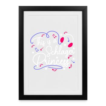 Schlager Prinzessin Schlagermusik Schlagerparty - Gerahmtes Poster (27 × 37 cm) - Schwarz - Vorne