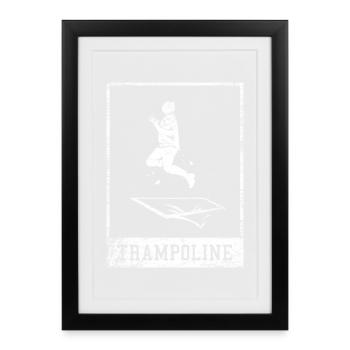 Waghalsige Trampolin Turnerin Wettkampf - Gerahmtes Poster (27 × 37 cm) - Schwarz - Vorne