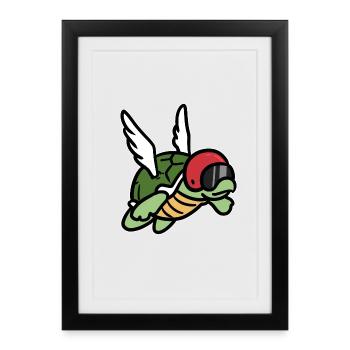 Gemächliche Meeresschildkröte Ozean - Gerahmtes Poster (27 × 37 cm) - Schwarz - Vorne