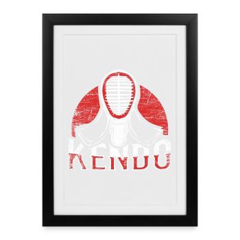 Blitzschneller Kendo Wettkampf - Gerahmtes Poster (27 × 37 cm) - Schwarz - Vorne