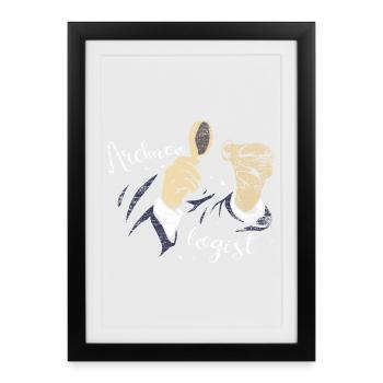Akribischer Archäologe Grabung - Gerahmtes Poster (27 × 37 cm) - Schwarz - Vorne