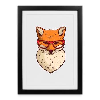 Brillanter Nerd Fuchs Schulhof - Gerahmtes Poster (27 × 37 cm) - Schwarz - Vorne