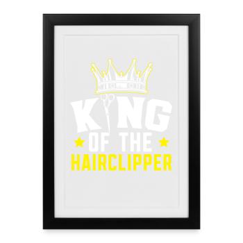 König der Haarschneider Frisur Barbier - Gerahmtes Poster (27 × 37 cm) - Schwarz - Vorne