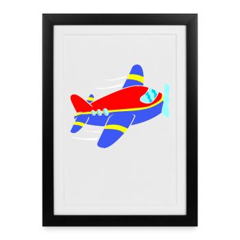 Flugzeug Flieger - Gerahmtes Poster (27 × 37 cm) - Schwarz - Vorne
