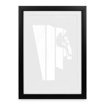 Kletterer Berge Klettern Vintage Bouldern - Gerahmtes Poster (27 × 37 cm) - Schwarz - Vorne