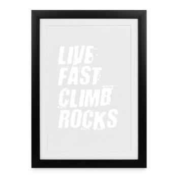 Klettern lustig Kletterer Bouldern Berge Climbing - Gerahmtes Poster (27 × 37 cm) - Schwarz - Vorne