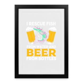 Forelle Forellenteich Angelrute Angler Anglerfisch - Gerahmtes Poster (27 × 37 cm) - Schwarz - Vorne